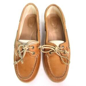 SPERRY TOP-SIDER Angelfish Tan/Cream Leather 2-Eye Boat Shoes Women Sz 10